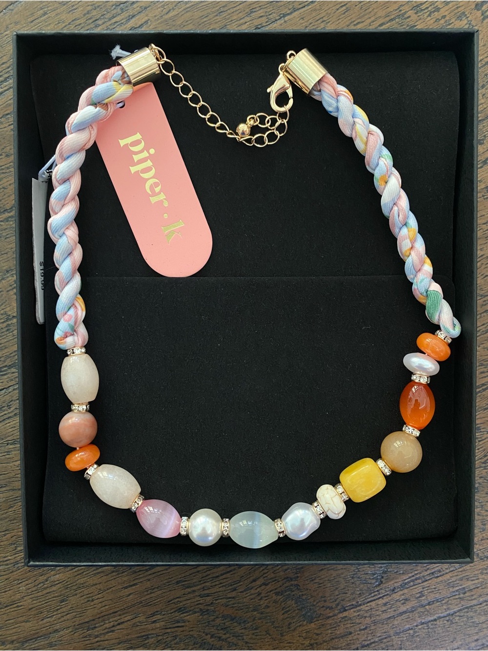 Piper.k Multicolor Beaded Braided Necklace — Pastel & Warm Tones